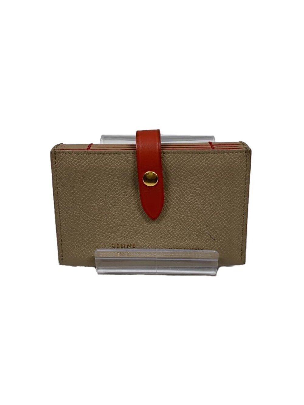 Celine Accordion Card Case Leather Cream